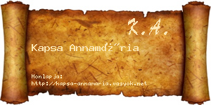 Kapsa Annamária névjegykártya